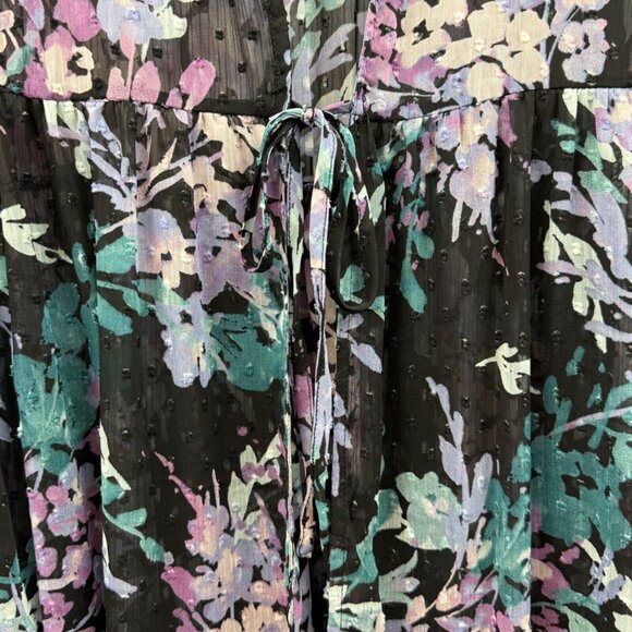 Torrid Ruffle Kimono Chiffon Clip Dot Women +2 Floral Black - Picture 2 of 10